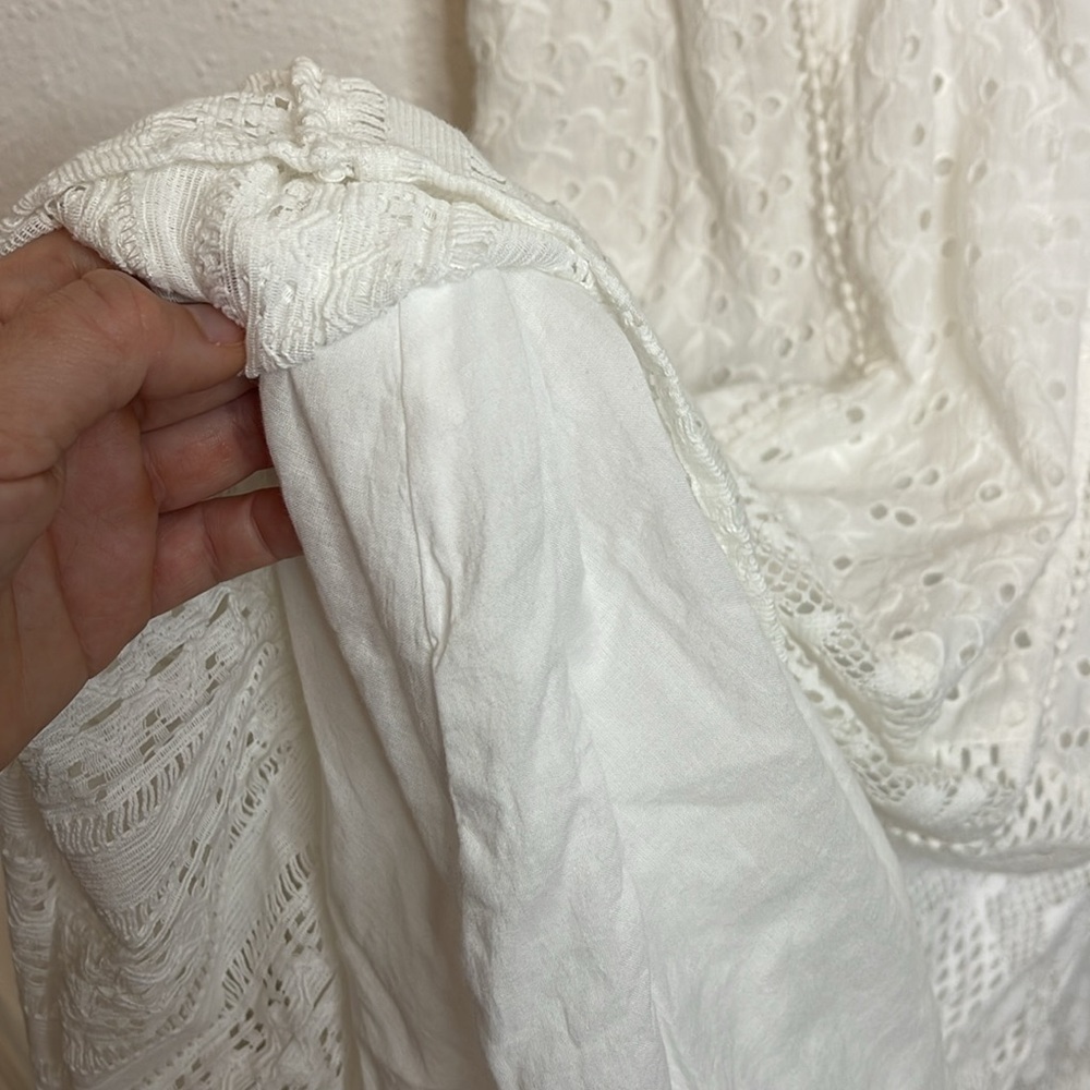 LoveShackFancy Stassie Lace White Eyelet Embroidered Dress Size 10 - Picture 14 of 16